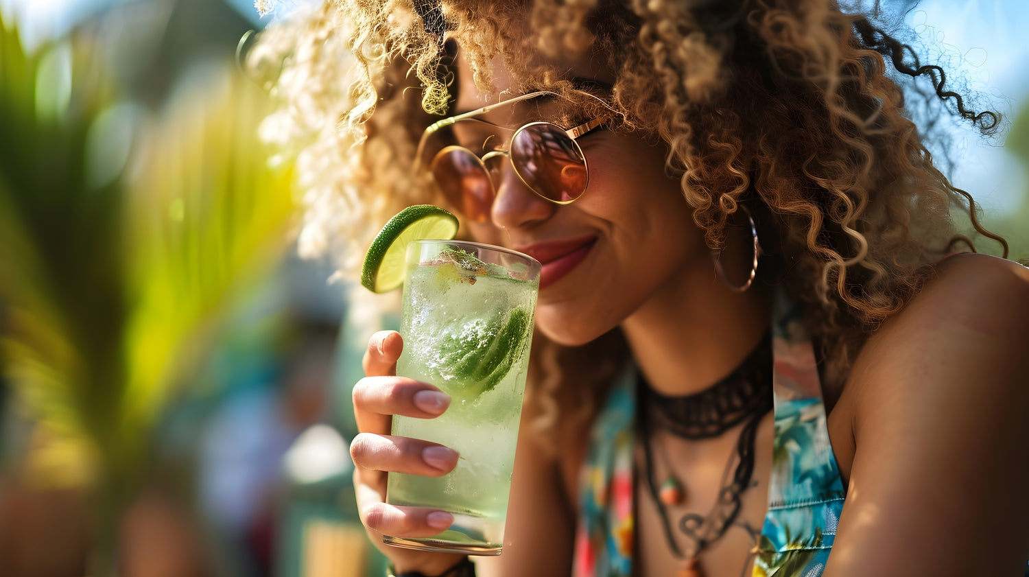 Woman enjoying a kava cocktail